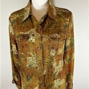 Silkland long sleeve button up blouse 100% silk size M NWOT